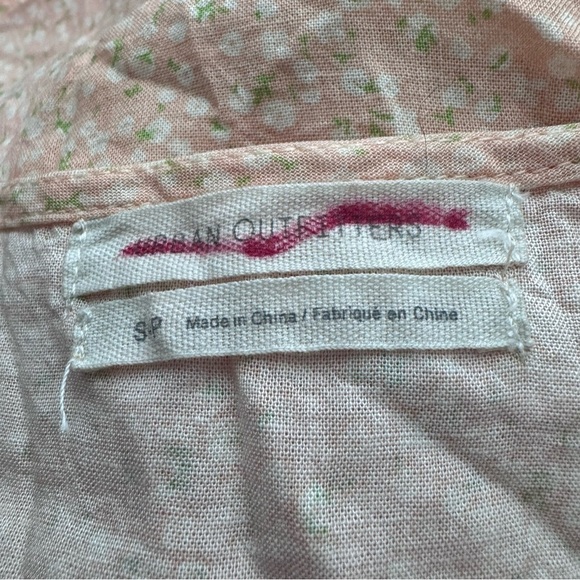 Urban Outfitters Peach Micro Floral Print Twist Front Crop Top Shirt Small Pink - Picture 6 of 6